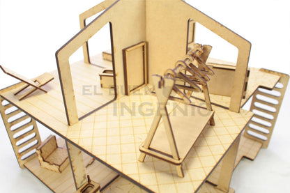 Casa de Muñecas Portatil con muebles incluidos