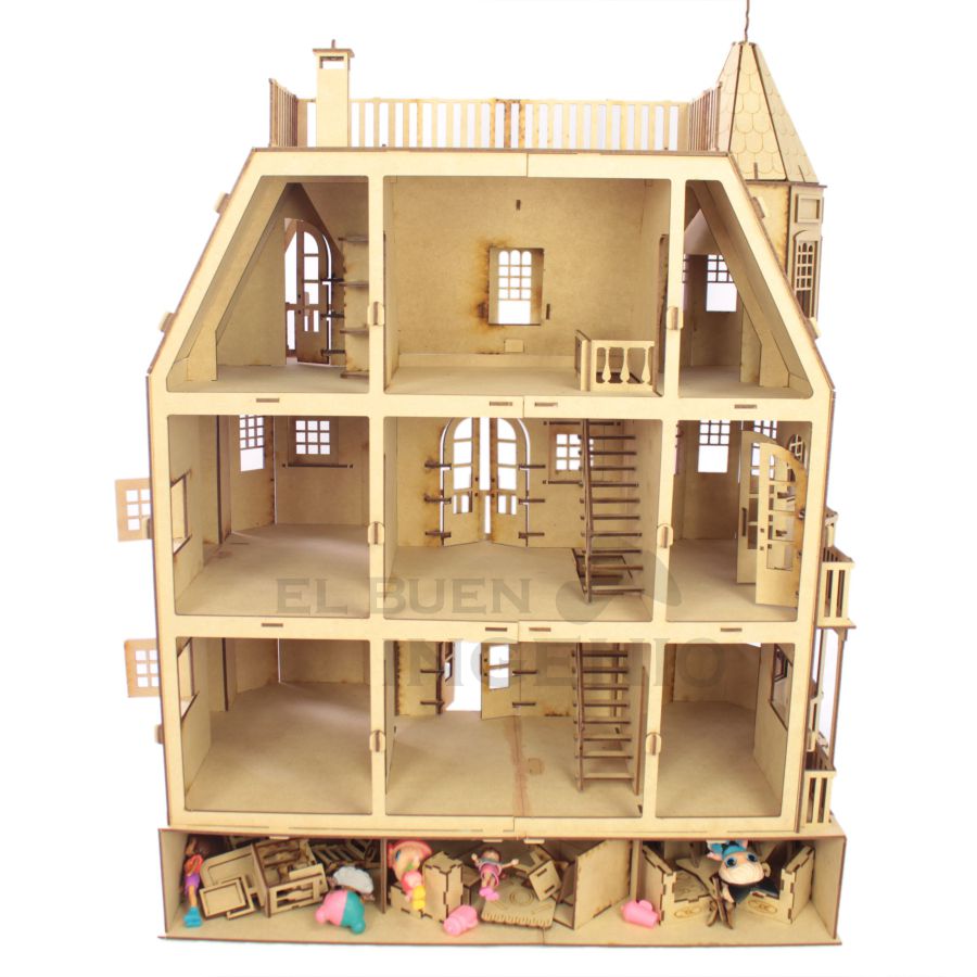 Casa de muñecas Mansion 1 con muebles set 33 piezas
