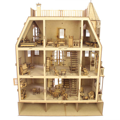 Casa de muñecas Mansion 1 con muebles set 35 piezas
