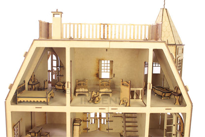 Casa de muñecas Mansion 1 con muebles set 35 piezas