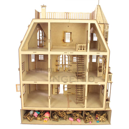 Casa de muñecas Mansion 1 con muebles set 35 piezas