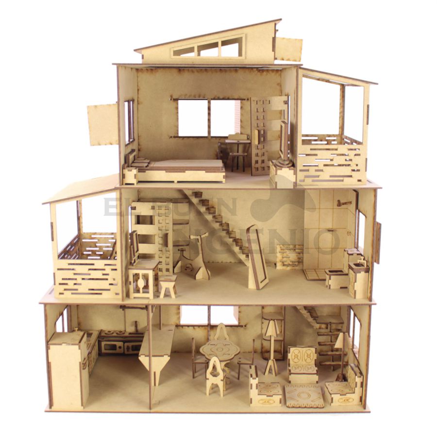Casa de muñecas Moderna con muebles incluidos