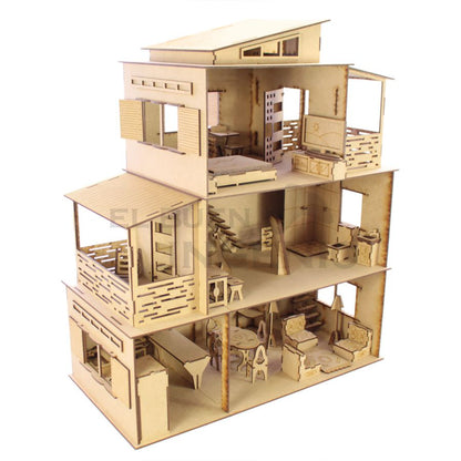 Casa de muñecas Moderna con muebles incluidos