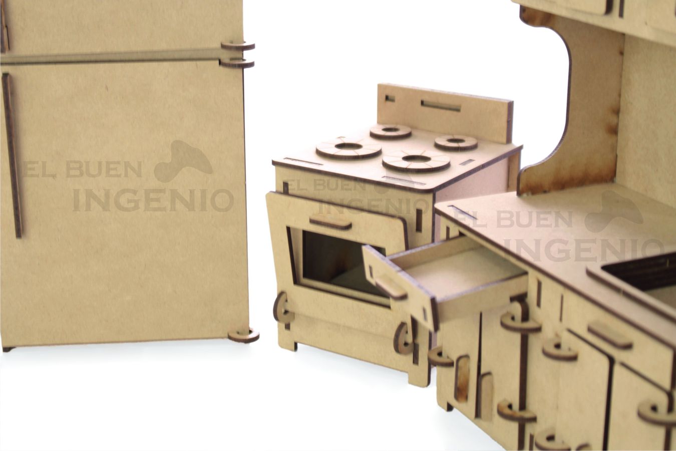 Kit cocina para Polly Pocket. Refrigerador, estufa, alacena