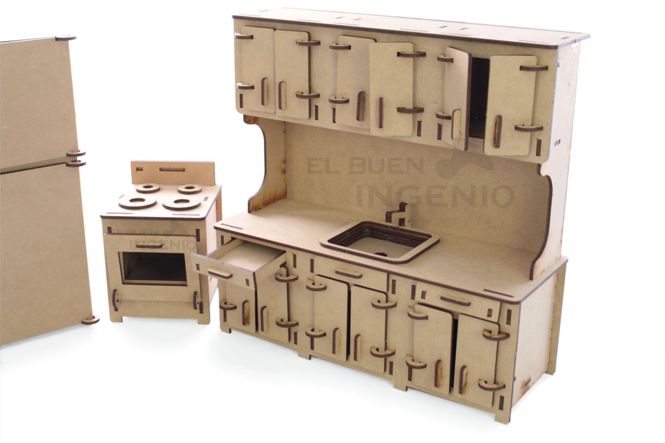 Kit cocina para Barbie. Refrigerador, estufa, alacena