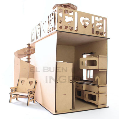 Set cocina completa para Barbie con Escalera y terraza