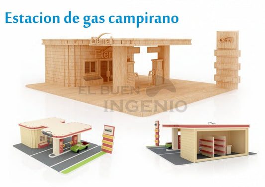 Juguete de madera Estacion gasolina campirana