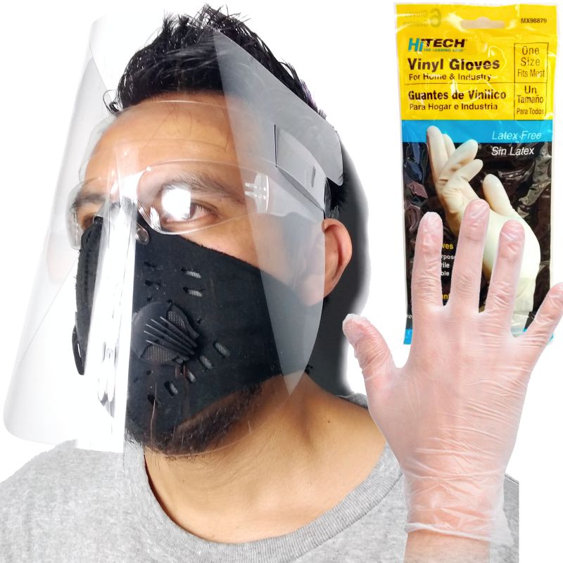 Kit Mascarilla Careta Protector Facial Con Guantes