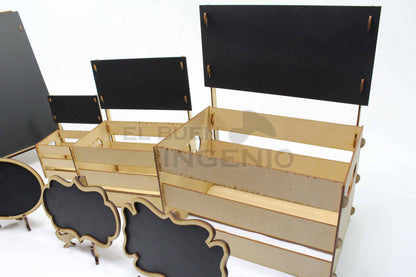 mesa de dulces pizarrones huacales y letreros
