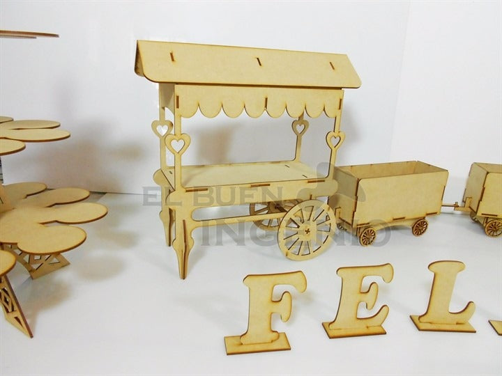 Kit mesa de dulces torre Eiffel carrusel triciclo
