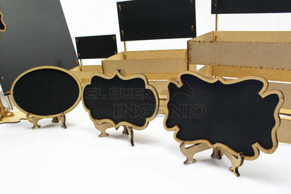 set de 3 pizarrones en mesa de dulces