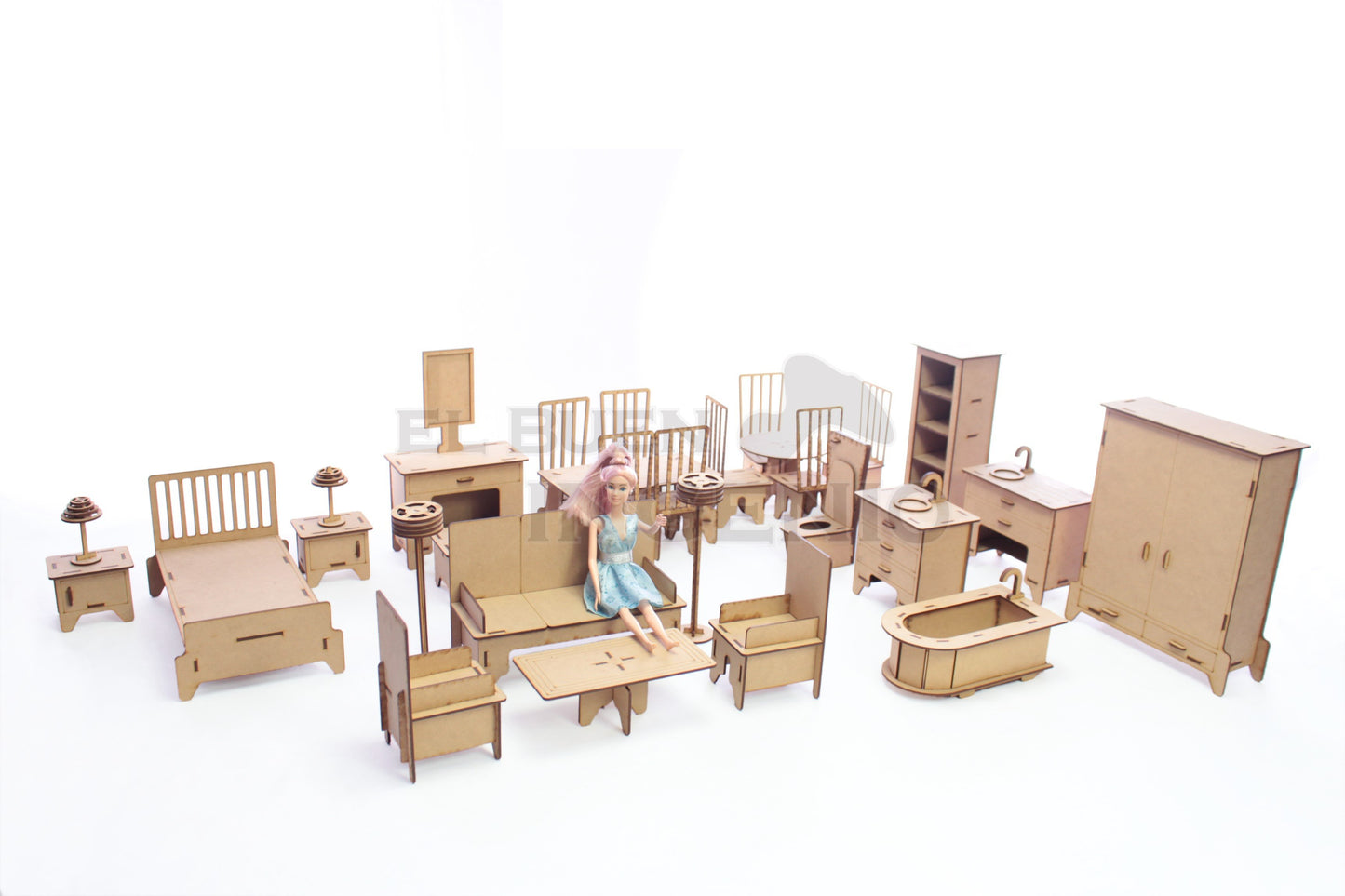 kit muebles para munecas barbies puertas abren