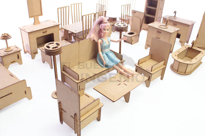 kit muebles para munecas barbies puertas abren