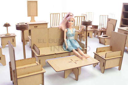 kit muebles para munecas barbies puertas abren