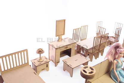 kit muebles para munecas barbies puertas abren