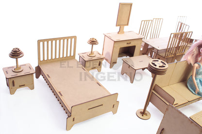 kit muebles para munecas barbies puertas abren