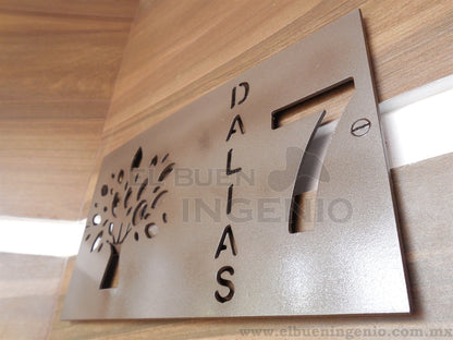 Numero Residencial Exterior Arbol Calle Vertical