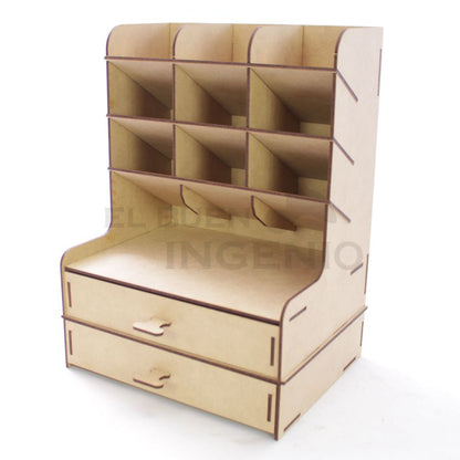 Organizador de escritorio con base para celular Conejo Dos cajones N1-2