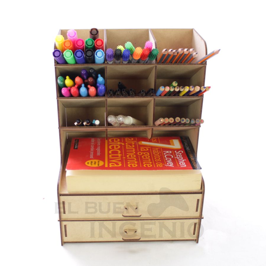 Organizador de escritorio con base para celular Conejo Dos cajones N1-2