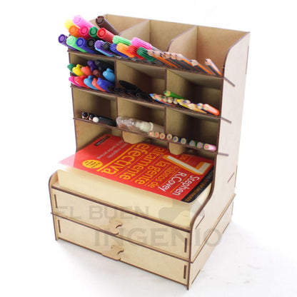 Organizador de escritorio con base para celular Conejo Dos cajones N1-2