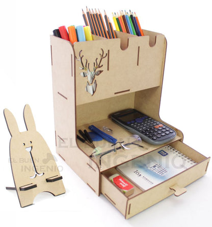 Organizador de escritorio con base para celular Conejo N5