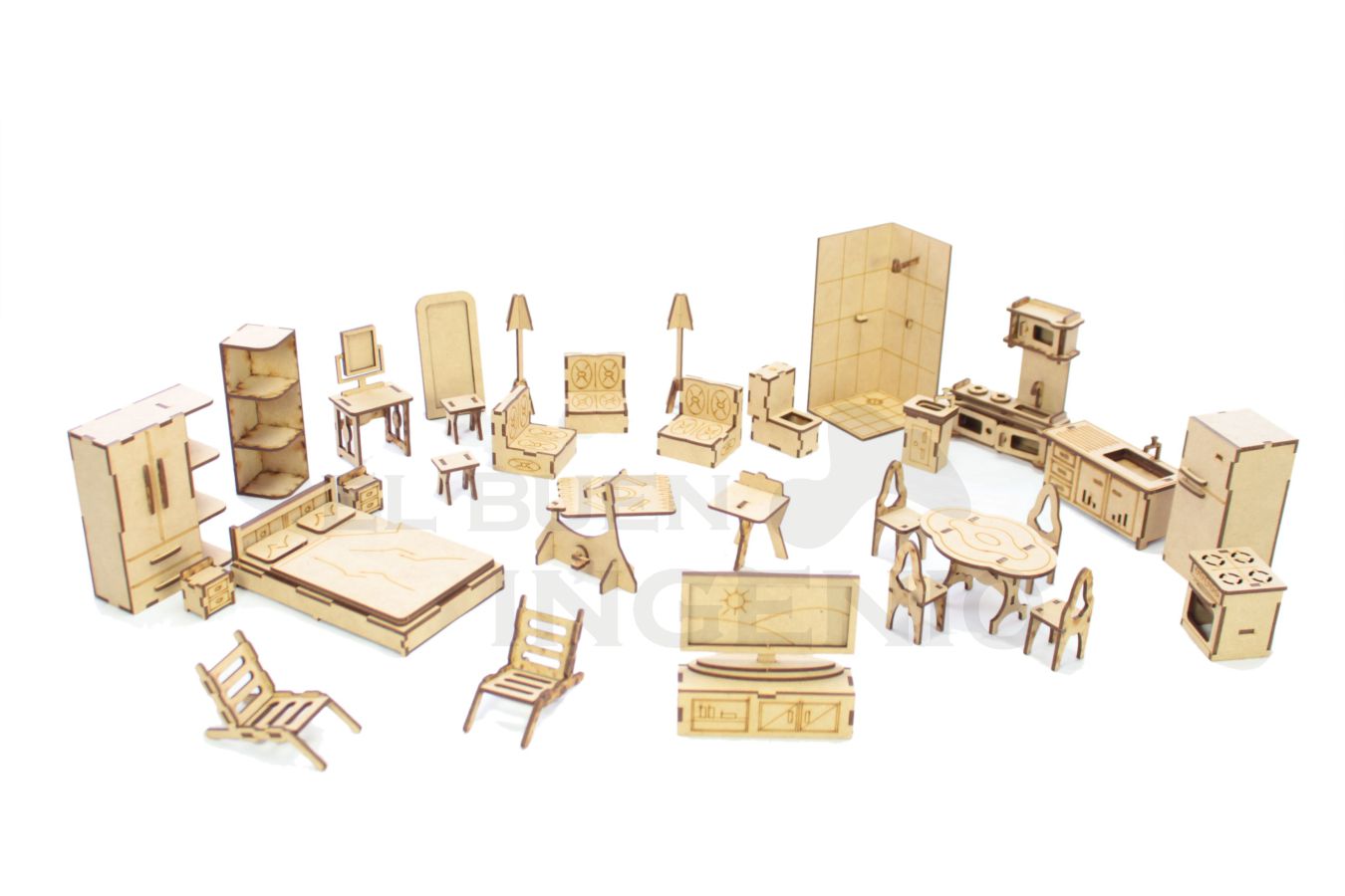 Muebles para muñecas pequeñas set 33 piezas