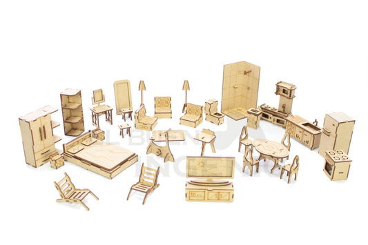 Muebles para muñecas pequeñas set 33 piezas
