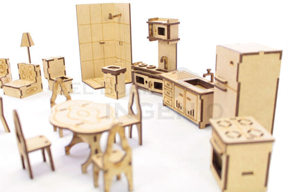 Muebles para muñecas pequeñas set 33 piezas