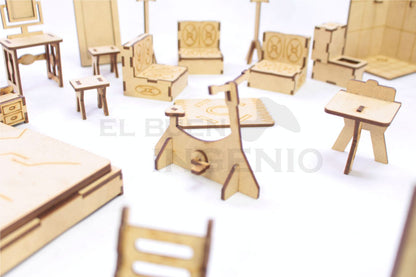 Muebles para muñecas pequeñas set 33 piezas