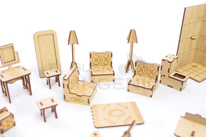 Muebles para muñecas pequeñas set 33 piezas