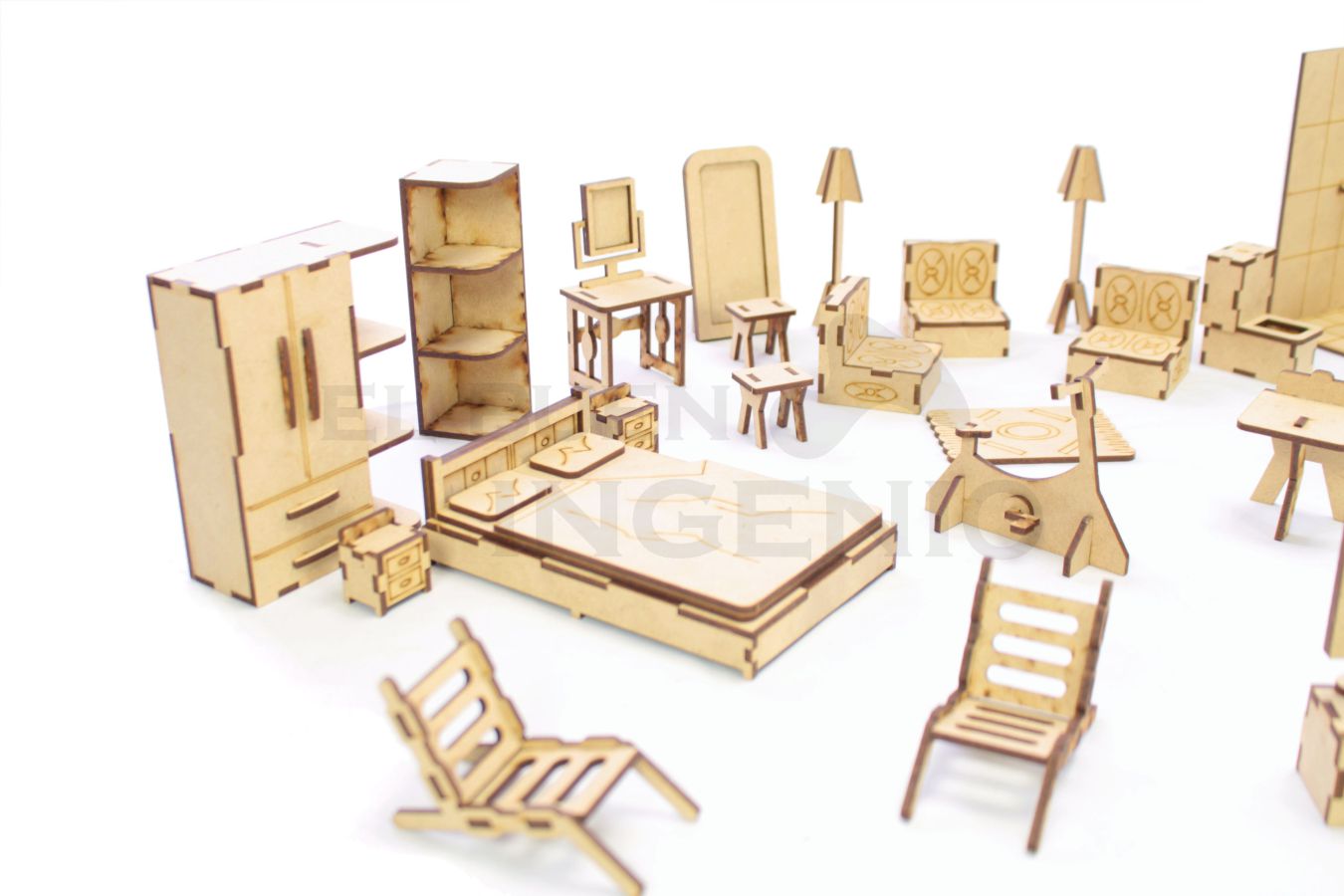 Muebles para muñecas pequeñas set 33 piezas